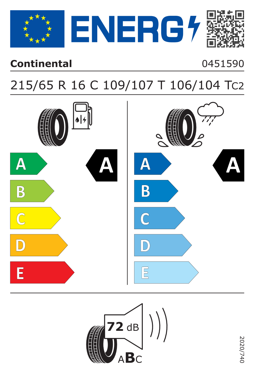 Continental 215/65R16C 109/107T 8PR VanContact Eco