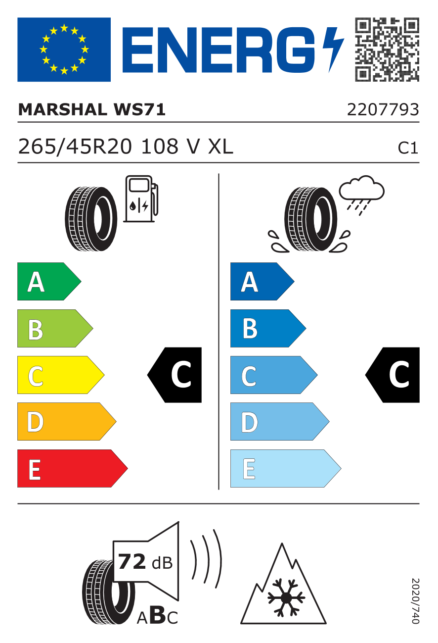 Marshal 265/45R20 108V XL WinterCraft Suv Ice WS71